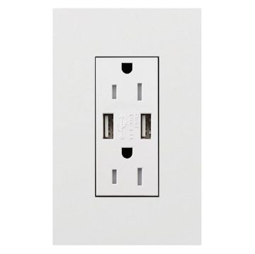 Picture of Lutron NEW Architectural TR USB Receptacle w/plate(white)