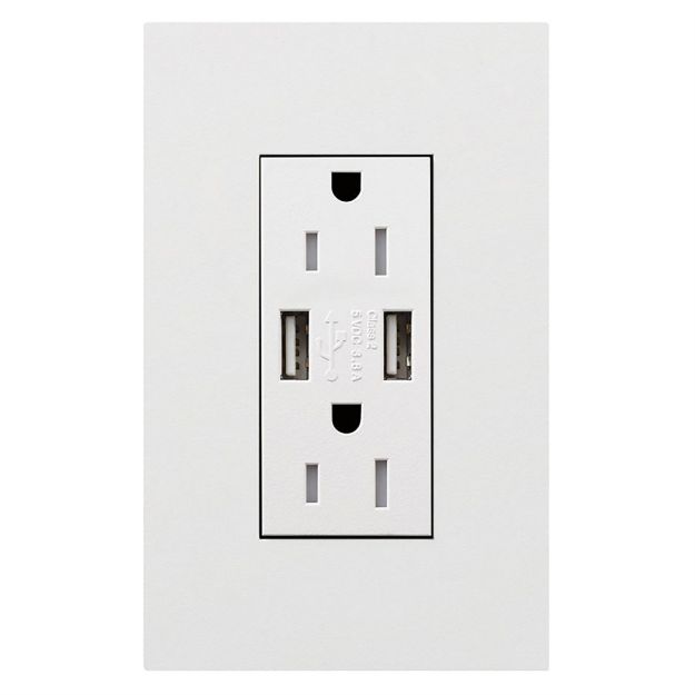 Picture of Lutron NEW Architectural TR USB Receptacle w/plate(white)