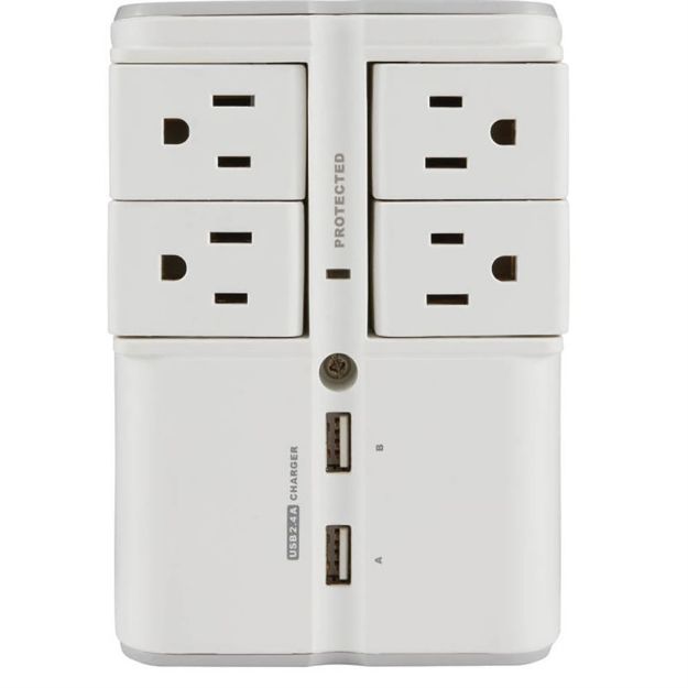 Picture of Sanus On-Wall Surge Protector with 4 Rotating Outlets and 2 USB Ports