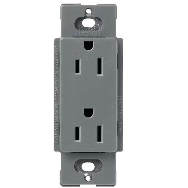 Picture of Lutron Satin Color 15A Duplex Receptacle (slate)