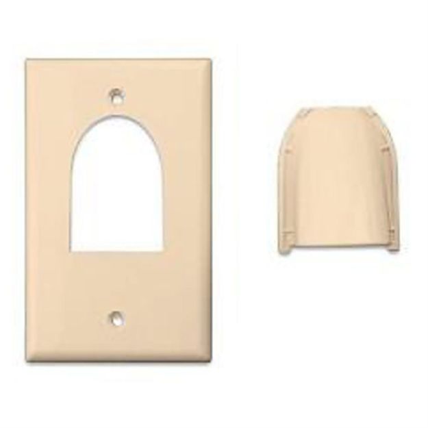 Picture of Vanco Single-Gang Bulk Cable Wall Plate (ivory)