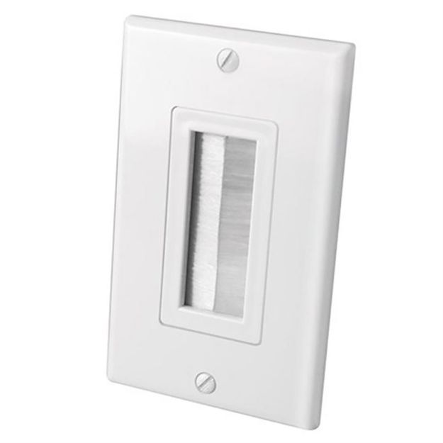 Picture of Vanco Brush Single-Gang Bulk Cable Wall Plate (white)