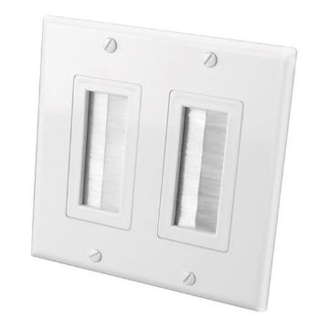 Picture of Vanco Brush Dual-Gang Bulk Cable Wall Plate (white)