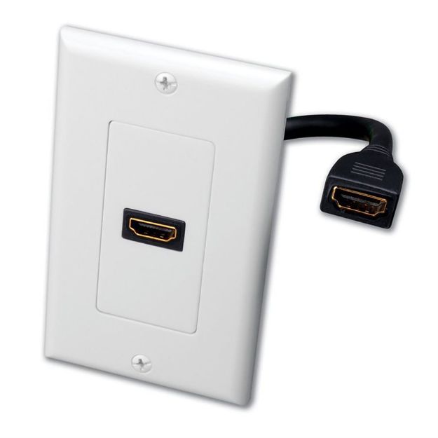 Picture of Vanco Single HDMI Pigtail Decor Wall Plate (white)