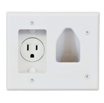 Picture of DataComm Low Voltage Cable Plate with Recessed Power (white)