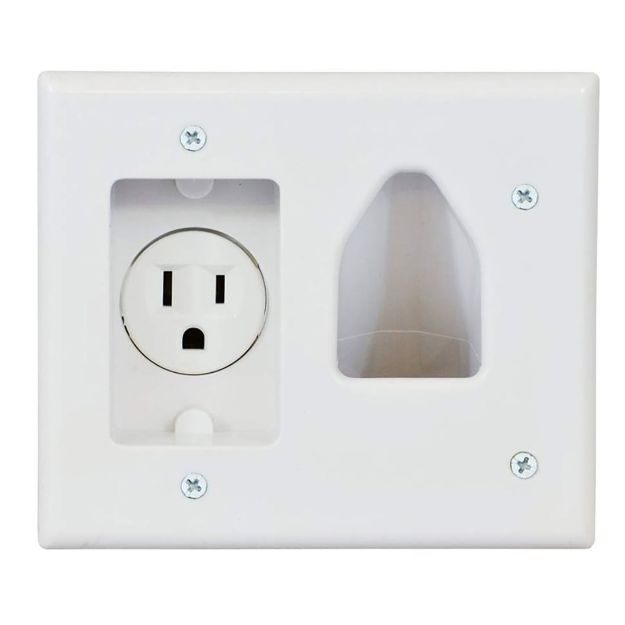 Picture of DataComm Low Voltage Cable Plate with Recessed Power (white)