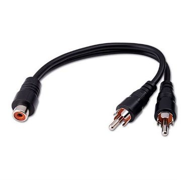 Picture of Vanco 2-RCA Male Plugs to RCA Female Jack "Y" Adapter- Nicke