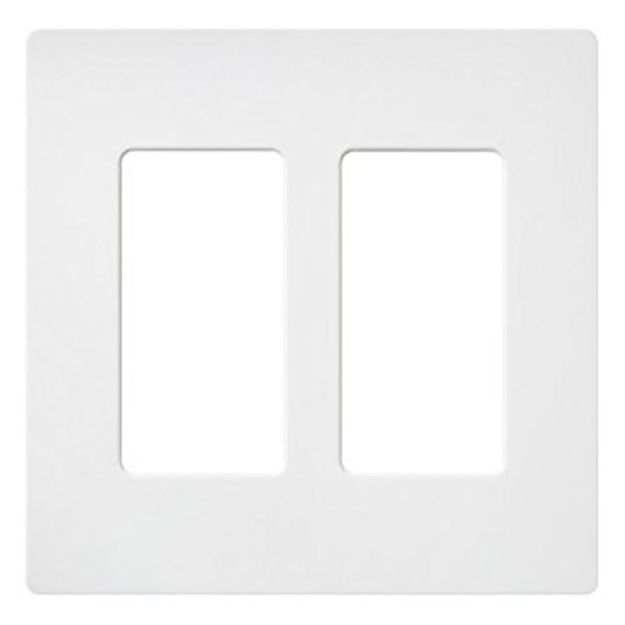 Picture of Lutron Claro 2-Gang Satin Wall Plate (snow white)