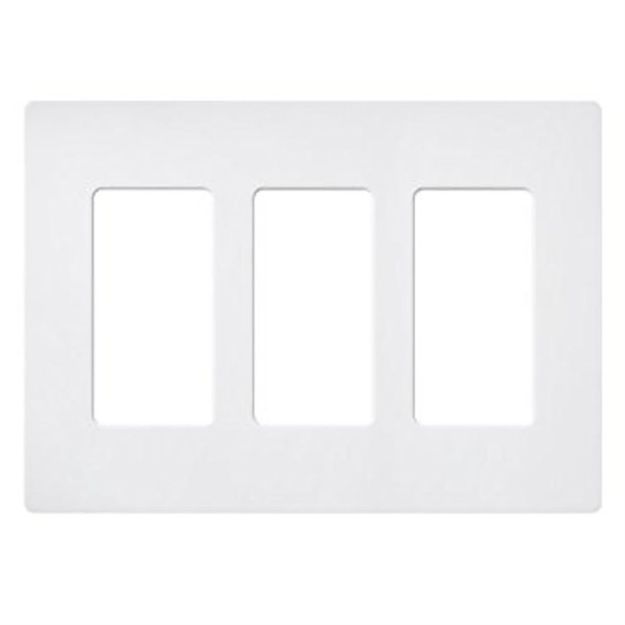 Picture of Lutron Claro 3-Gang Satin Wall Plate (snow white)