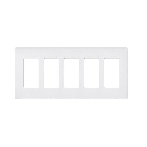 Picture of Lutron Claro 5-Gang Satin Wall Plate (snow white)