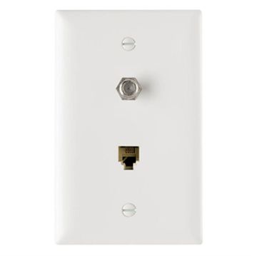 Picture of On-Q 2 Line RJ11/1GHz F-Connector Coax Wall Plate (white)