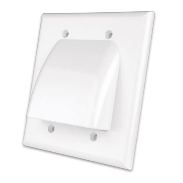 Picture of Vanco Flat Panel Two-Gang Cable Wall Plate (white)