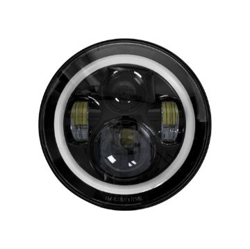Picture of Metra Round Motorcycle Headlights with Black Face and Full Halo