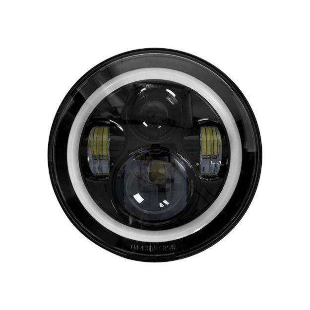 Picture of Metra Round Motorcycle Headlights with Black Face and Full Halo