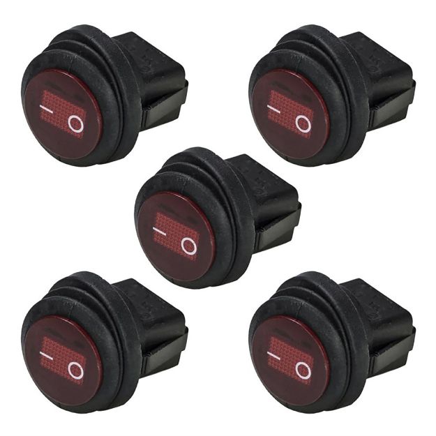 Picture of Heise Illuminated Red Round Rocker Switch, 5pk