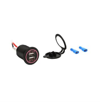 Picture of Install Bay Dual USB Charger 4.2 Amp Flush Mount - Red - Ret
