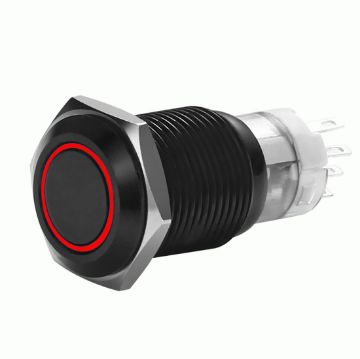 Picture of Install Bay 19 MM Black Momentary Switch w/Harness 5A IP67 -