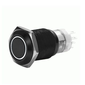Picture of Install Bay 19 MM Black Momentary Switch w/Harness 5A IP67 -