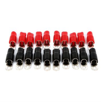 Picture of T-Spec v8 1/0 ga 1/4" Crimp Ring Terminal (red/black, 20 pk)