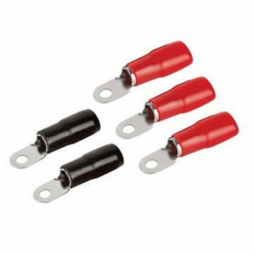 Picture of T-Spec v8 1/0 ga 1/4" Crimp Ring Terminal (red/black, 5 pk)