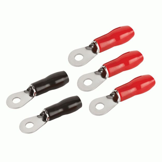 Picture of T-Spec v8 4 ga 1/4" Crimp Ring Terminal (red/black, 5 pk)