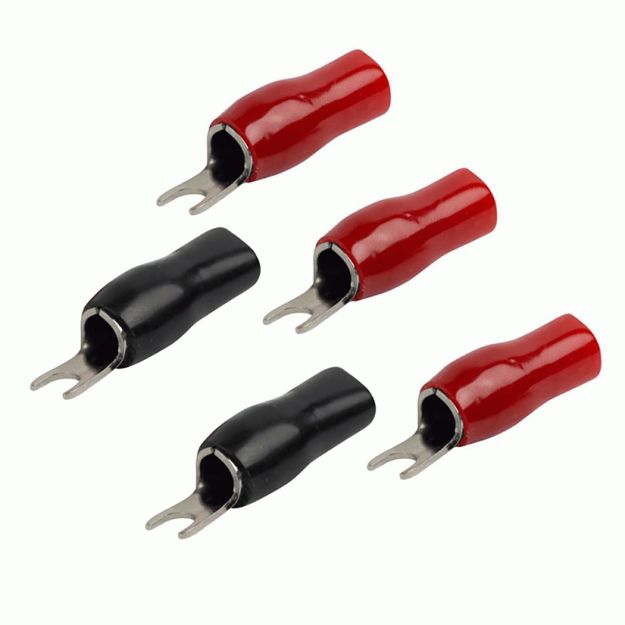 Picture of T-Spec v8 4 ga 1/4" Spade Terminal (red/black, 5 pk)