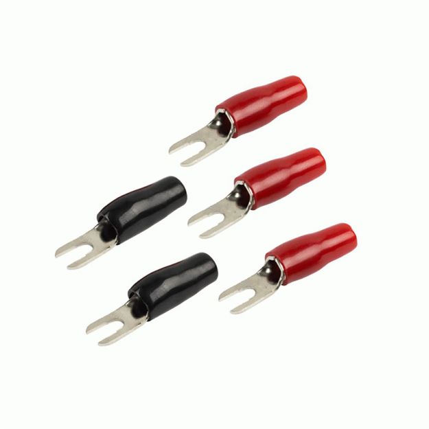 Picture of T-Spec v8 8 ga #10 Barrier Spade Terminal (red/black, 20 pk)