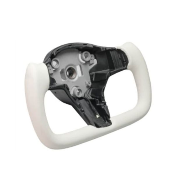Picture of Rydeen Tesla Yoke Steering Wheel Nappa Leather 2016-2023 Model 3, 2019-2023+ Model Y (white)