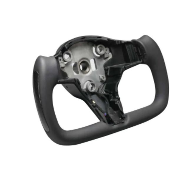 Picture of Rydeen Tesla Yoke Steering Wheel Nappa SideCarbon Leather 2016-2023 Model 3, 2019-2023+ Model Y, blk