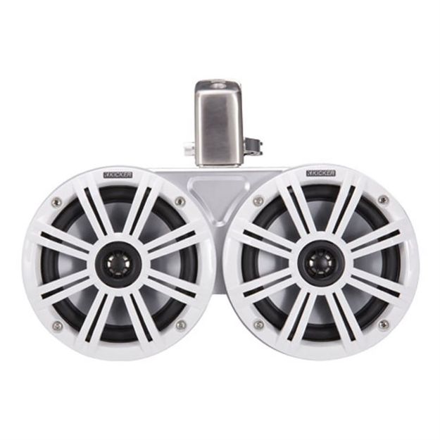 Picture of KICKER KMTC65W 6.5" 2-ohm Loaded Marine Dual Cans with 45KM654L speaker, LED, white