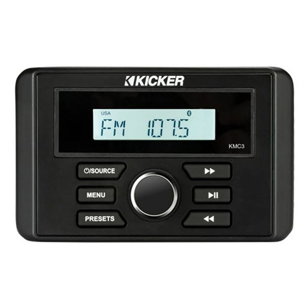 Picture of KICKER KMC3 Marine Gauge-Style Media Center w/Bluetooth, Black