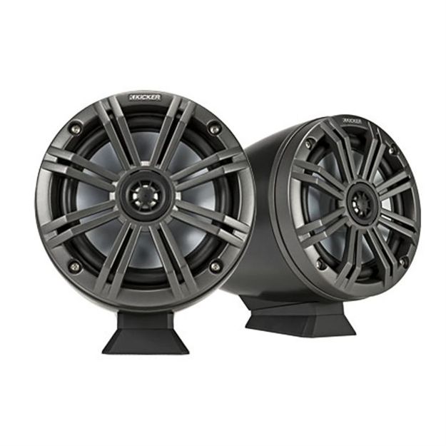 Picture of KICKER KMFC65 6.5" 4-ohm, Coaxial, Tower, Loaded Marine Flat Surface Mount Cans (black)
