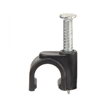 Picture of ASKA Single RG6 Cable Clip with 3/4" Nail (black)