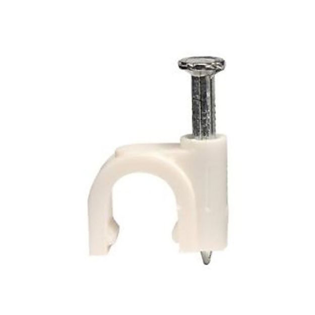 Picture of ASKA Single RG6 Cable Clip with 3/4" Nail (white)