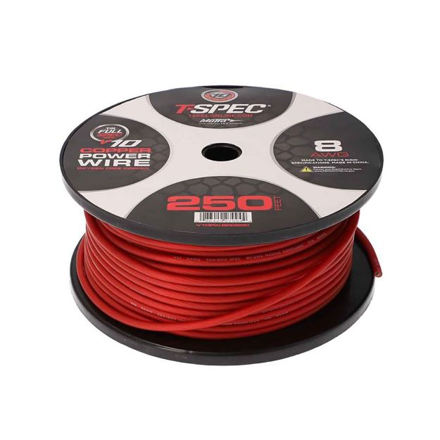 Picture of T-Spec V10 Series 8 ga OFC Power Wire 250' Spool (matte red)