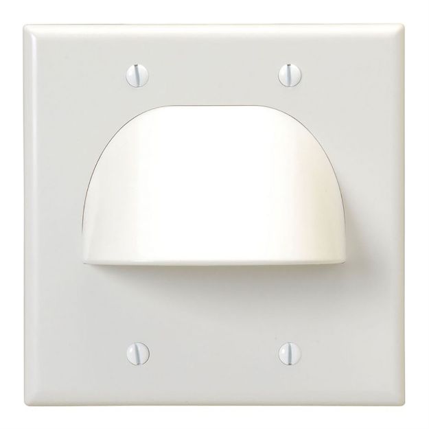 Picture of Vanco Dual-Gang Bulk Cable Wall Plate (white)
