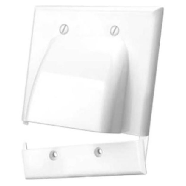 Picture of Vanco Hinged Dual-Gang Bulk Cable Wall Plate (white)