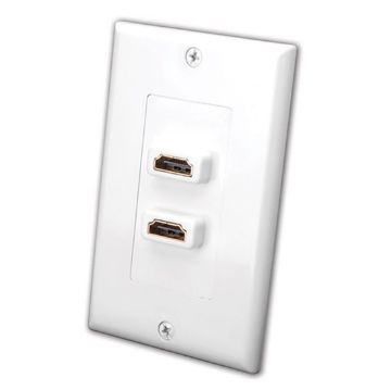 Picture of Vanco Slim Line HDMI Decor Wall Plate- Dual (White)