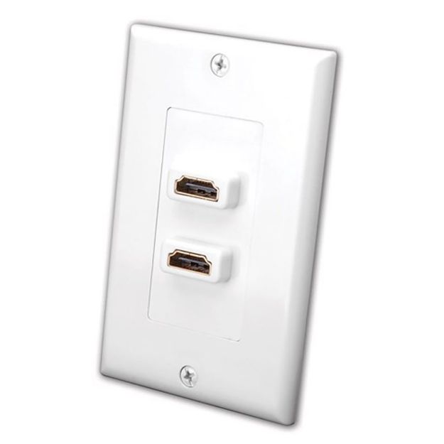 Picture of Vanco Slim Line HDMI Decor Wall Plate- Dual (White)