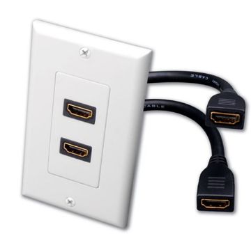 Picture of Vanco Dual HDMI Pigtail Decor Wall Plate (White)