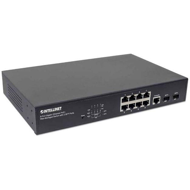 Picture of Intellinet 8 Port Gigabit Ethernet POE+ Web-Managed Switch with 2 SFP Ports