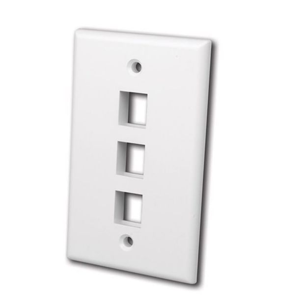 Picture of Vanco Multi-Media keystone Wall Plates- 3 Ports (White)