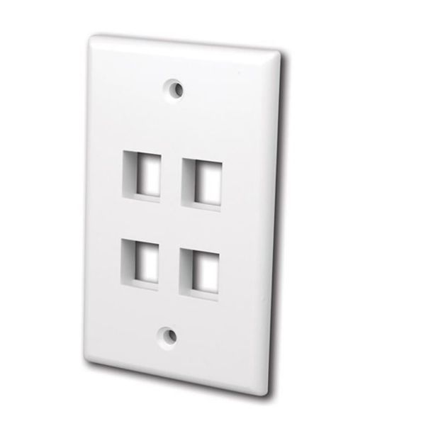 Picture of Vanco Multi-Media Keystone Wall Plates- 4 Ports (White)