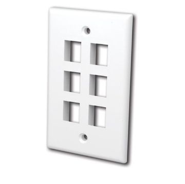 Picture of Vanco Multi-Media Keystone Wall Plates- 6 Ports (White)