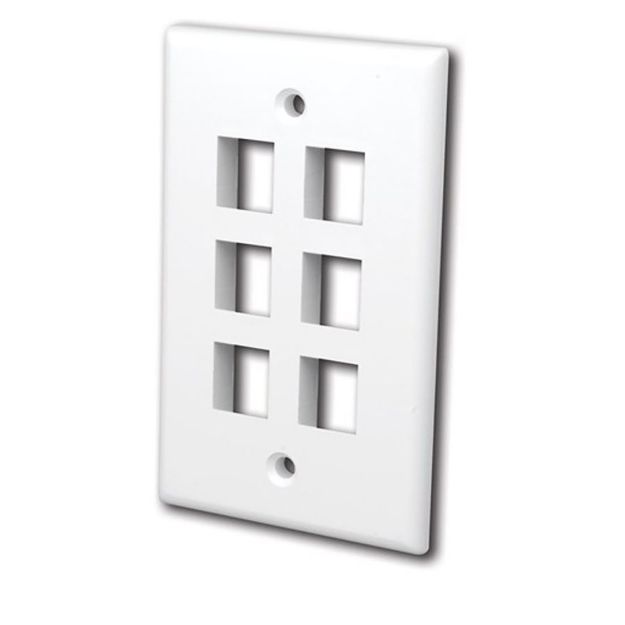 Picture of Vanco Multi-Media Keystone Wall Plates- 6 Ports (White)