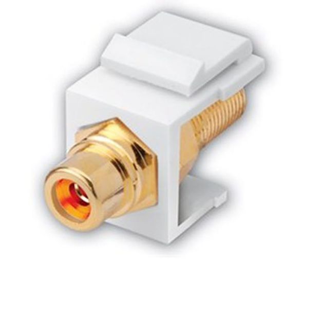 Picture of Vanco RCA Jack to F Female Keystone Inserts- Insert Color: White & Orange Insulator