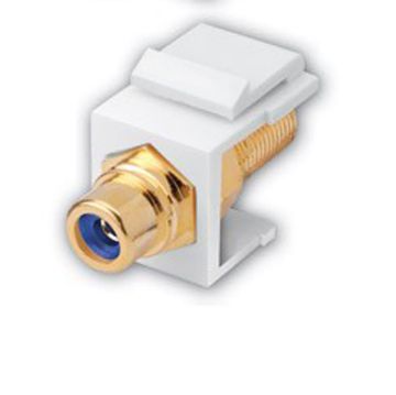 Picture of Vanco RCA Jack to F Female Keystone Inserts- Insert Color: White & Blue Insulator