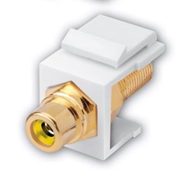 Picture of Vanco RCA Jack to F Female Keystone Inserts- Insert Color: White & Yellow Insulator