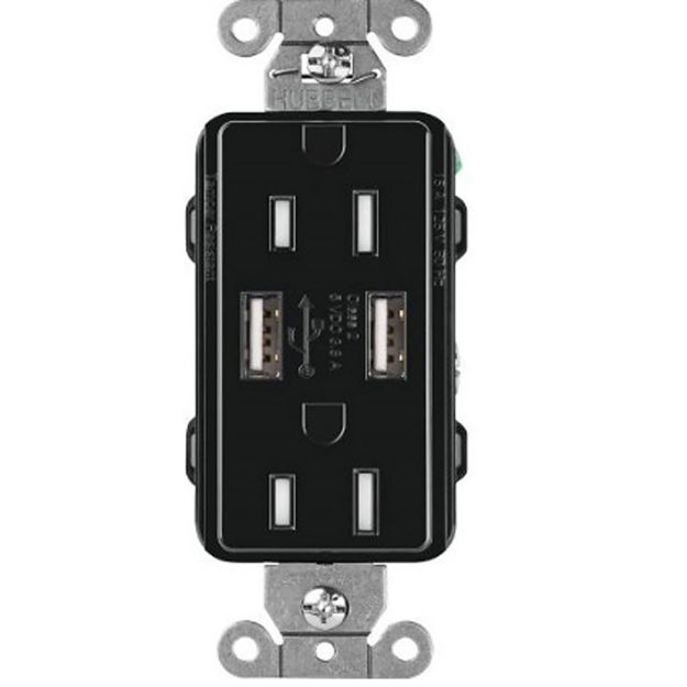Picture of Lutron Claro 15Amp USB Duplex Outlet (Black)