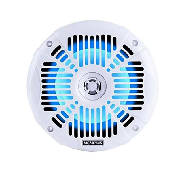 Picture of Memphis Audio 6.5" Marine Grade Coaxial Speakers, White with Blue LED - Pair